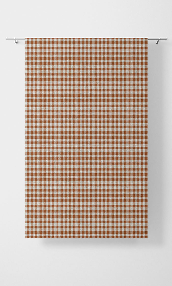 Checked Home Textile Fabric Material By the Metre (Burnt Orange/ White)