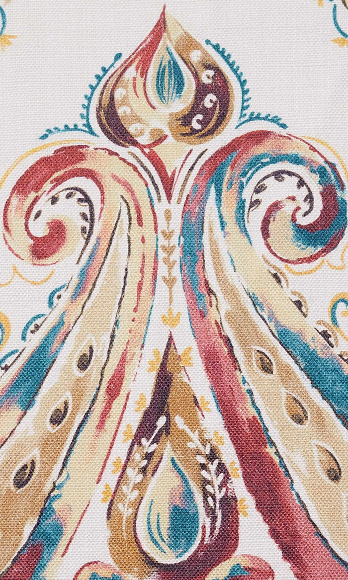 Paisley Print Pinch Pleat, Rod Pocket, Eyelet Curtains (Burgundy/ Beige/ Teal)