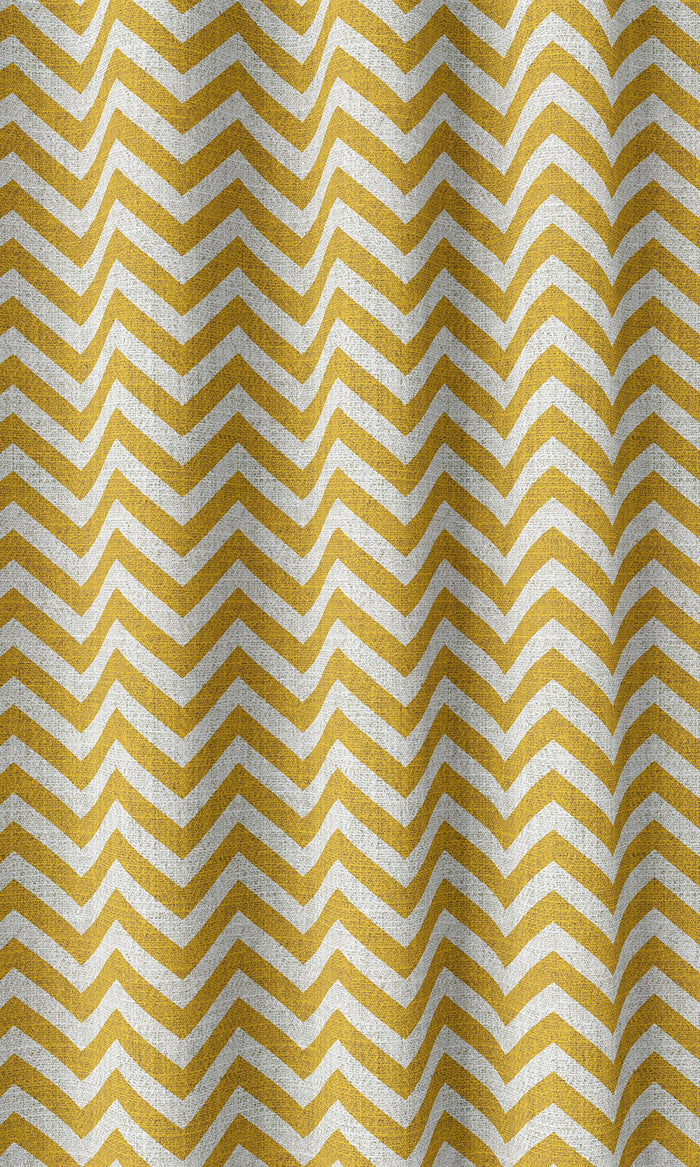 Chevron Print Home Décor Fabric By the Metre (Deep Yellow/ White)