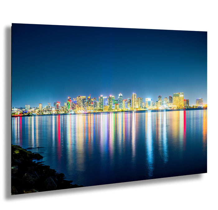 San Diego skyline, Coronado Bridge photo, night photography tips, San Diego Bay reflections, long exposure shot, California coastal city, skyline at night, photographing reflections, Coronado bridge lights, iconic San Diego photo, vibrant cityscapes