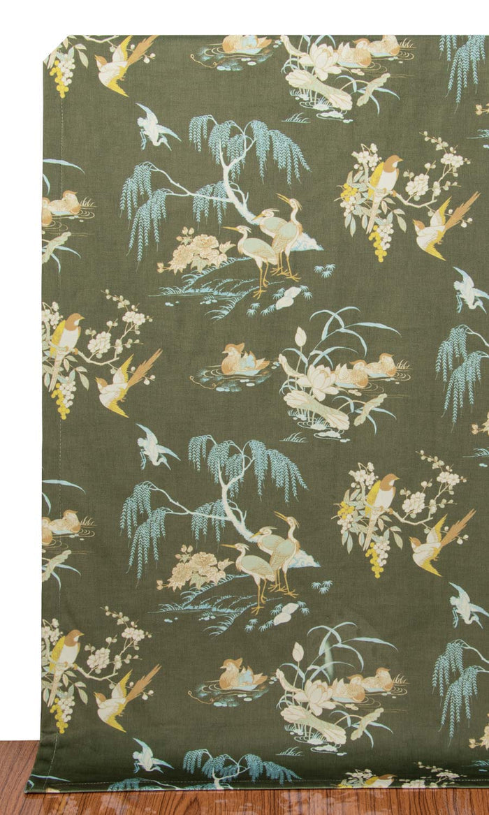 Chinoiserie Toile Velvet Home Décor Fabric By the Metre (Olive Green)