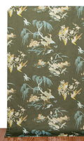 Chinoiserie Toile Velvet Home Décor Fabric By the Metre (Olive Green)