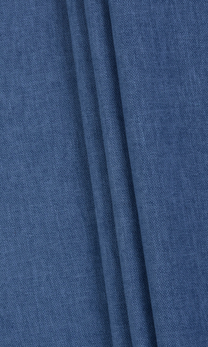 Linen-Blend Pinch Pleat, Rod Pocket, Eyelet Curtains (Blue)