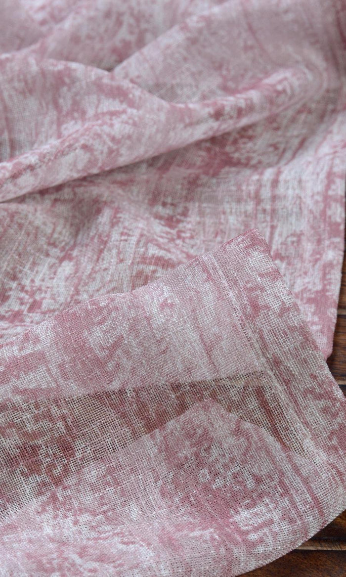 Textured Sheer Window Treatments Fabric By the Metre (Pink)
