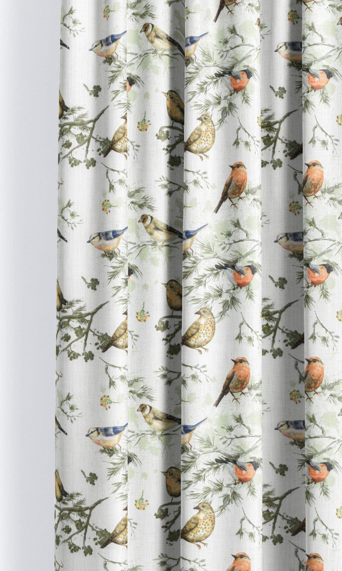 Bird-Print Cotton Drapes (Yellow/ Orange/ White)