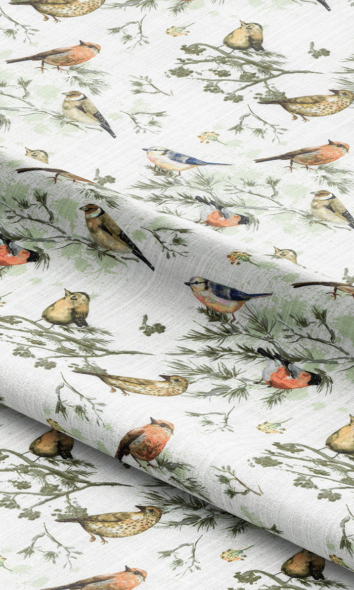 Bird-Print Cotton Drapes (Yellow/ Orange/ White) Extra Long Short Wide
