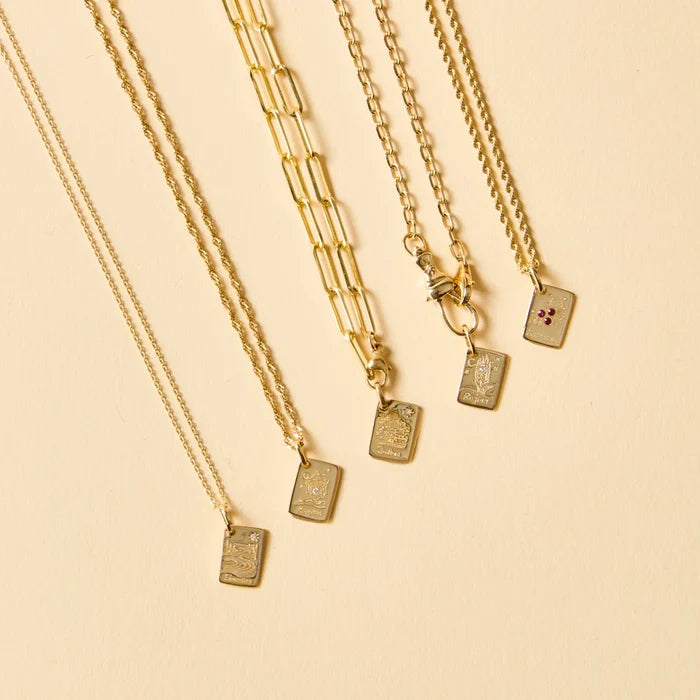 Saskatoon Postcard Charm in 10k yellow gold with ruby, alternate angle detail view 3