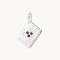 saskatoon postcard charm - sterling silver, garnet