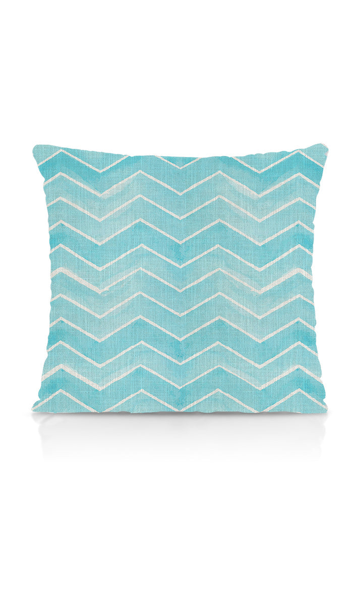 Chevron Print Home Textile Fabric Material By the Metre (Eggshell White/ Blue)