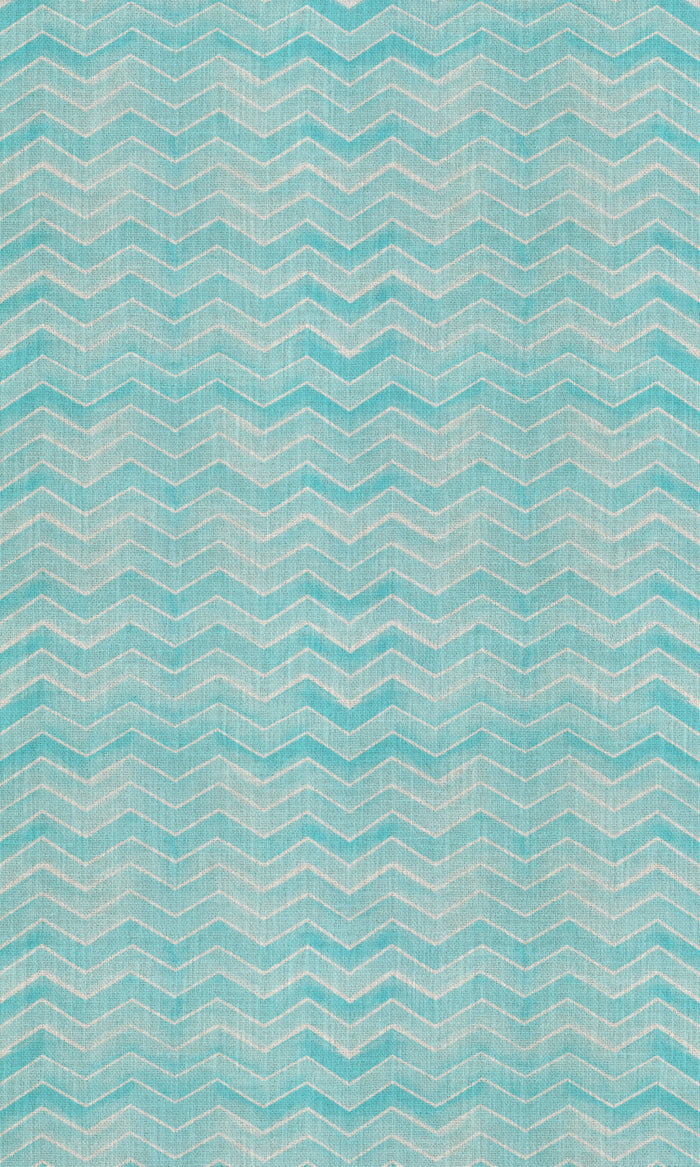Chevron Print Fabric Material By the Metre (Eggshell White/ Blue)