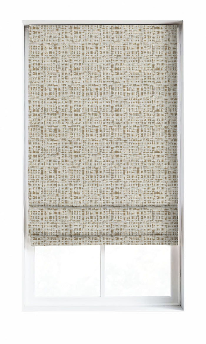 Abstract Print Drapes for Living, Bedroom, Kitchen, Bathroom (White/ Pale Brown)