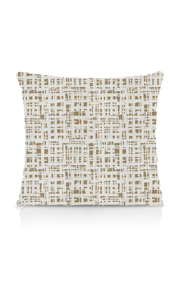 Abstract Print Pinch Pleat, Rod Pocket, Eyelet Curtains (White/ Pale Brown)
