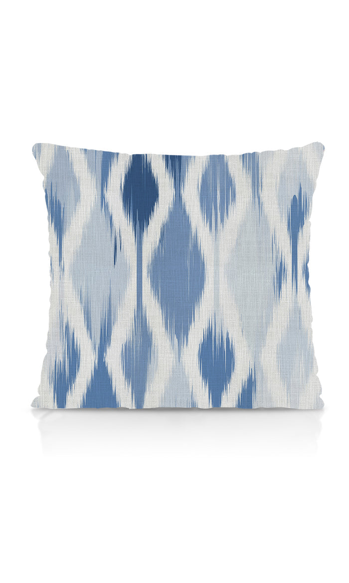 Ikat-Style Pinch Pleat, Rod Pocket, Eyelet Curtains (Eggshell White/ Blue)