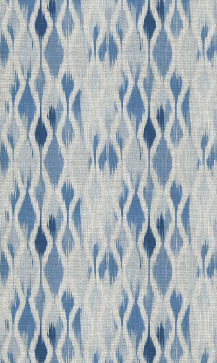 Ikat-Style Drapes (Eggshell White/ Blue) Extra Long Short Wide