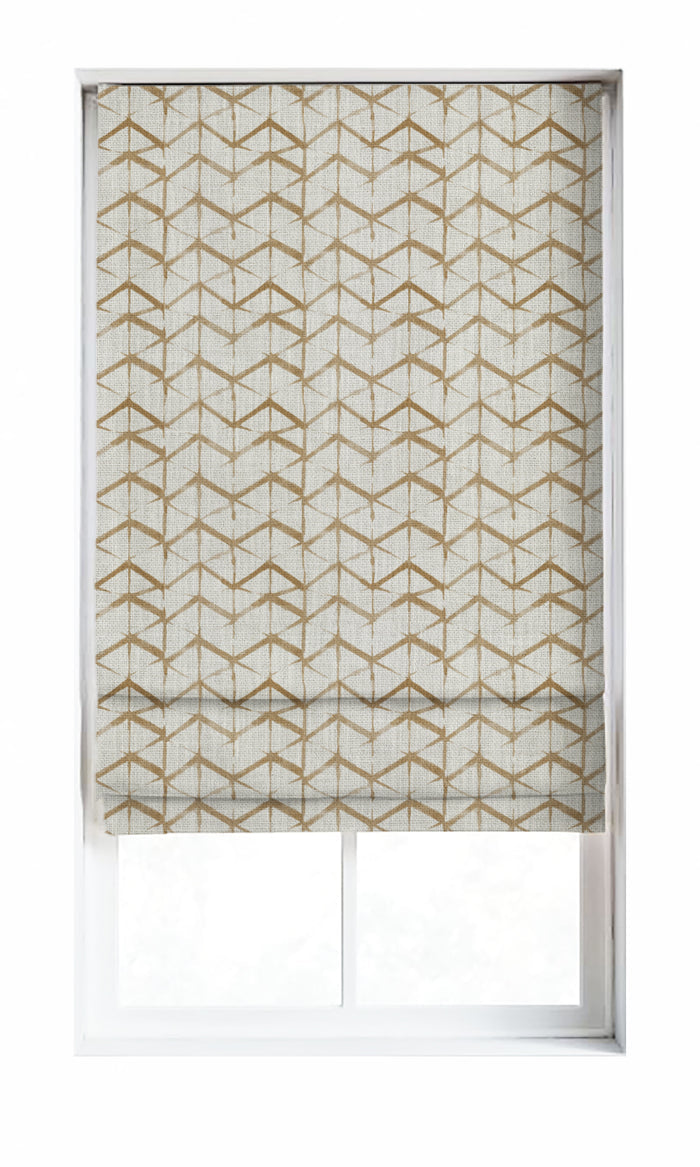 Geo Print Drapes for Living, Bedroom, Kitchen, Bathroom (Eggshell White/ Pale Brown)