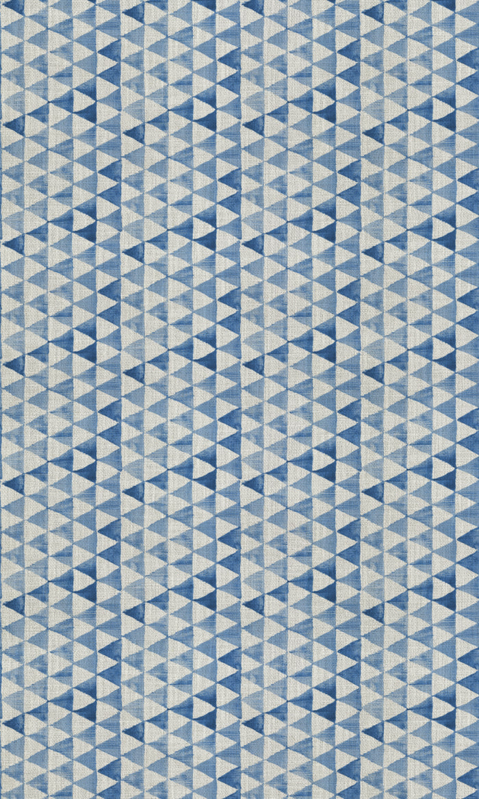 Triagonal Print Fabric Material By the Metre (Eggshell White/ Blue)