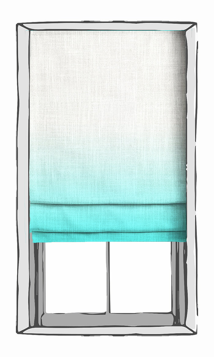 2-Tone Ombre Window Treatments Fabric By the Metre (White/ Blue)
