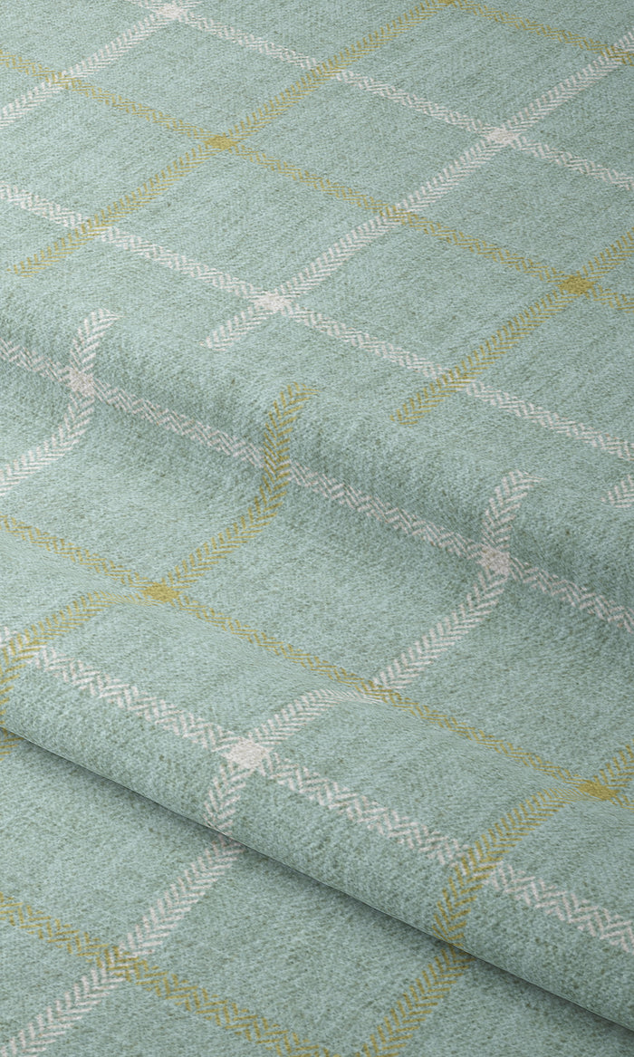 Check Patterned Home Textile Fabric Material By the Metre (Aqua Blue)