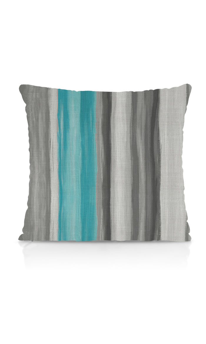 Watercolor Effect Striped Home Textile Fabric Material By the Metre (Grey/ Blue)