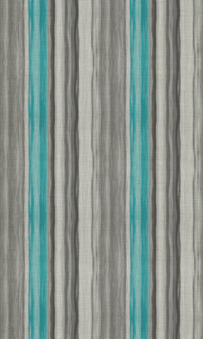 Watercolor Effect Striped Fabric Material By the Metre (Grey/ Blue)