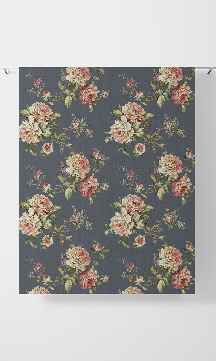 Floral Drapery (Navy Blue-Grey/ Green/ Pink)