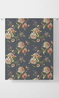 Floral Drapery (Navy Blue-Grey/ Green/ Pink)