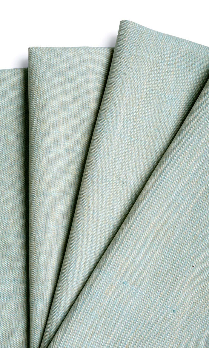 Plain Linen Texture Window Treatments Fabric By the Metre (Pale Blue/ Green)