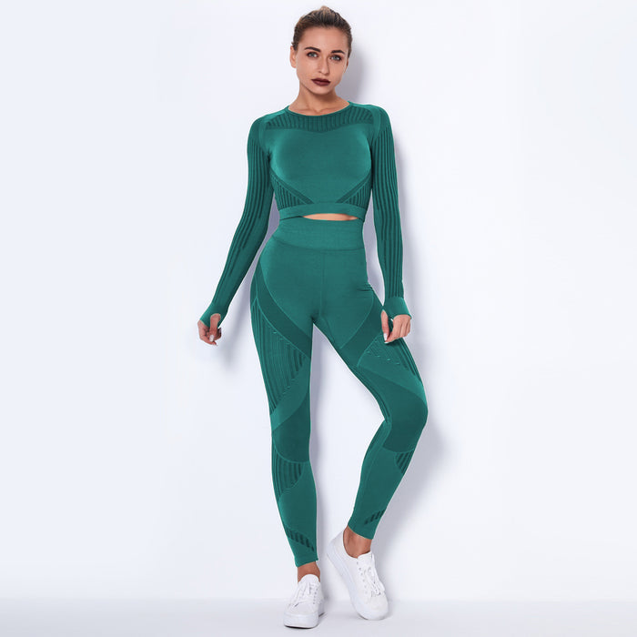 Seamless Knitted Absorbent Yoga Long-Sleeve Suit