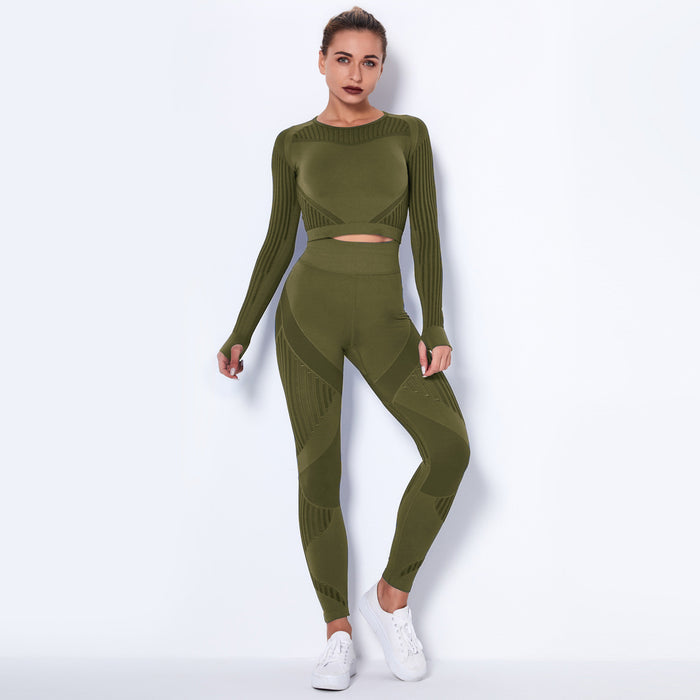 Seamless Knitted Absorbent Yoga Long-Sleeve Suit
