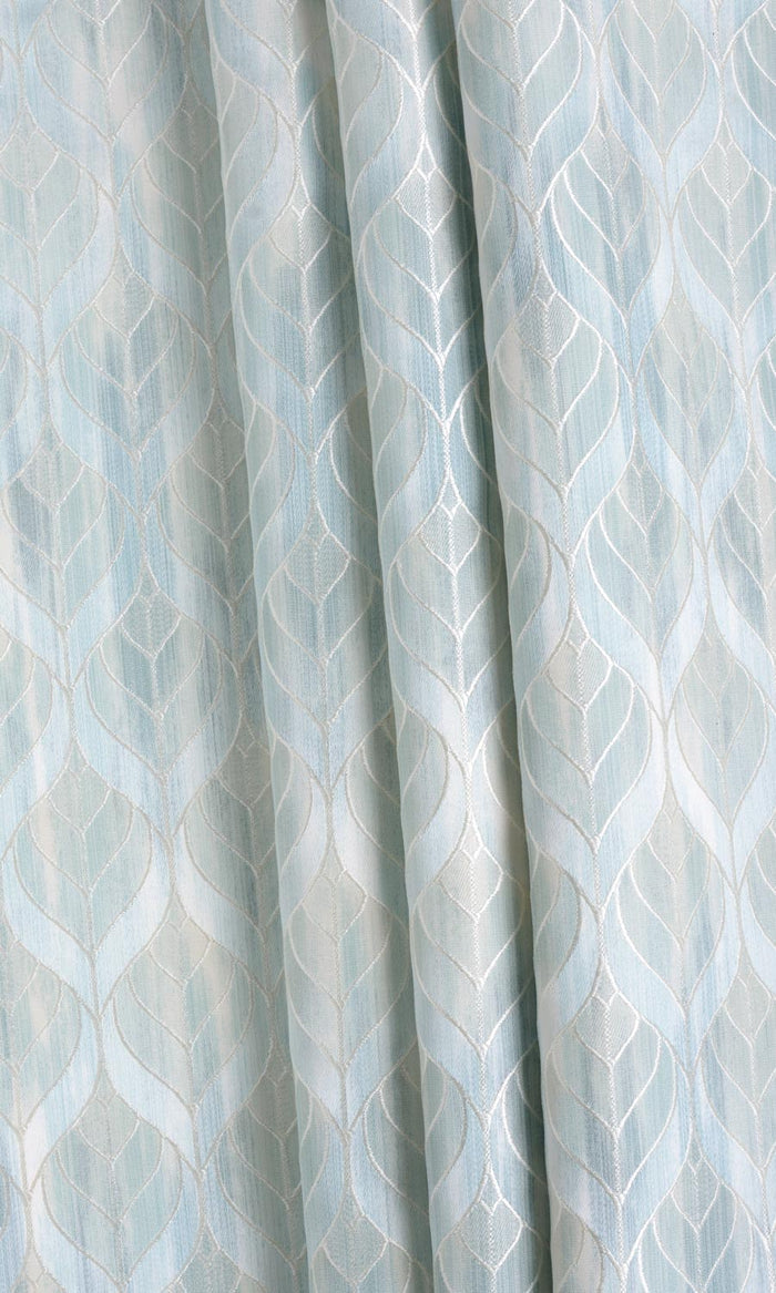 Petal Patterned Fabric By the Metre for Curtains & Drapes (Pale Aqua Blue)