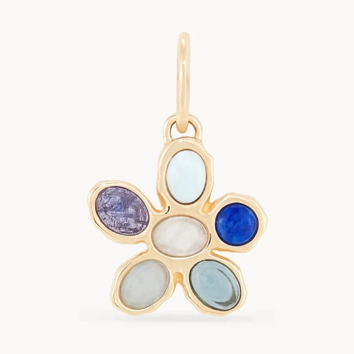 Seaside Forget-me-not Blue Flower Charm in 10k yellow gold