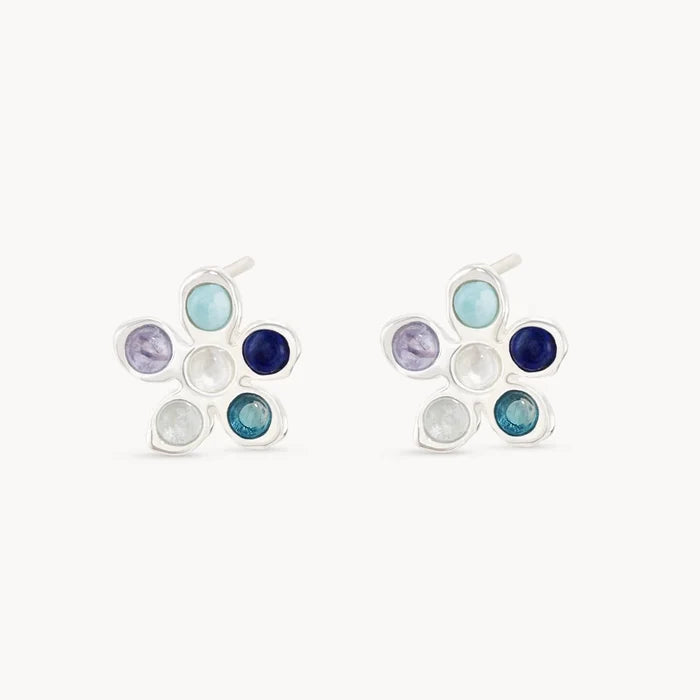 Seaside Forget-me-not Blue Studs in sterling silver