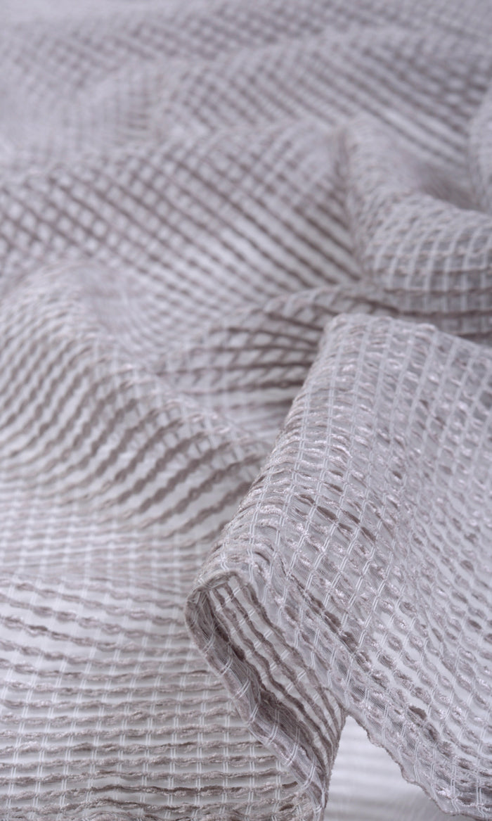 Check Weave Sheer Curtains for Living, Bedroom, Kitchen, Bathroom (Grey)