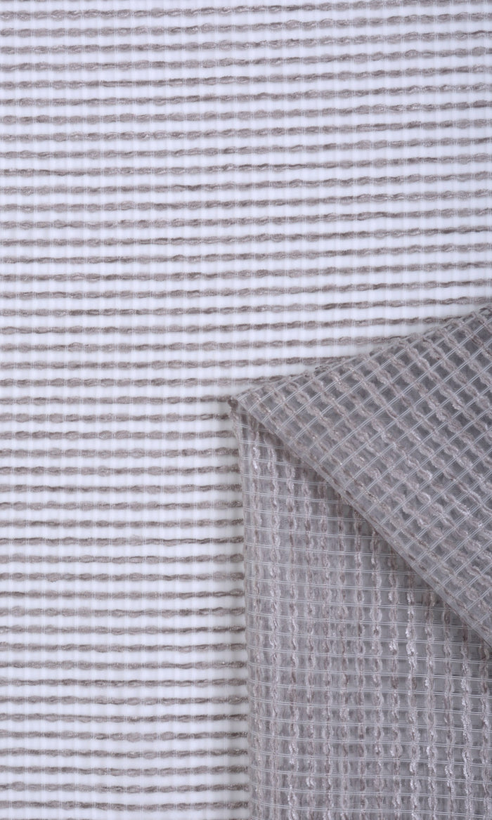Check Weave Sheer Curtains (Grey) Extra Long Short Wide