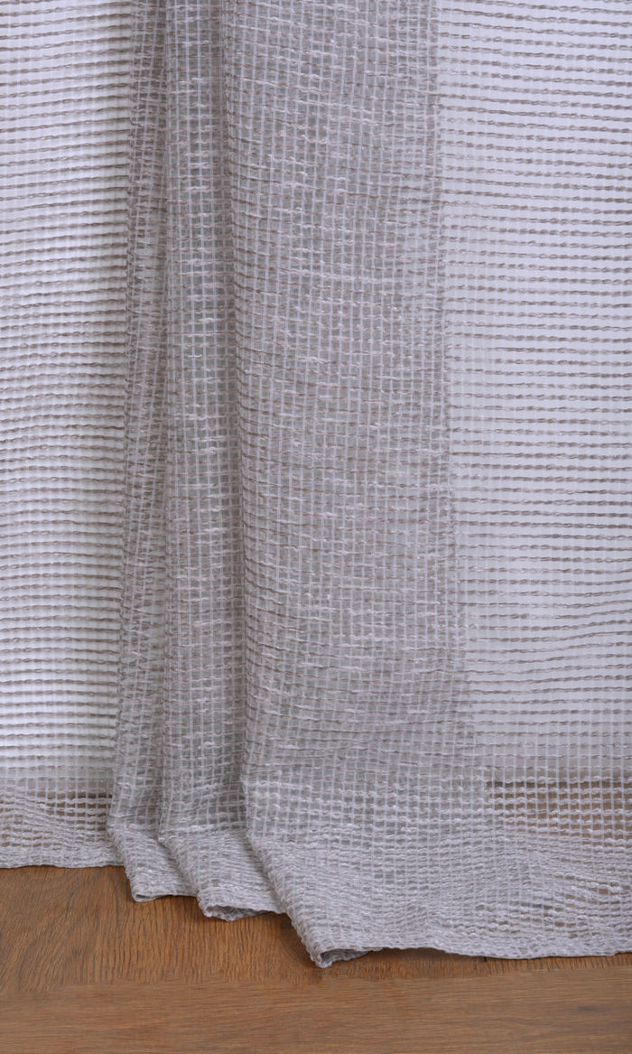 Check Weave Sheer Curtains / Drapes / Window Drapery Panels (Grey)