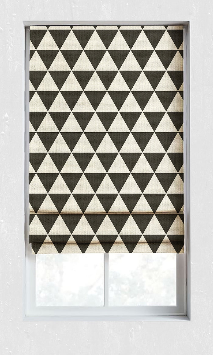 Geometrical Printed Curtains for Living, Bedroom, Kitchen, Bathroom (Black/ Ivory)