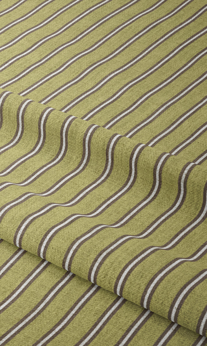 Striped Drapes for Living, Bedroom, Kitchen, Bathroom (Chartreuse Green/ Brown)
