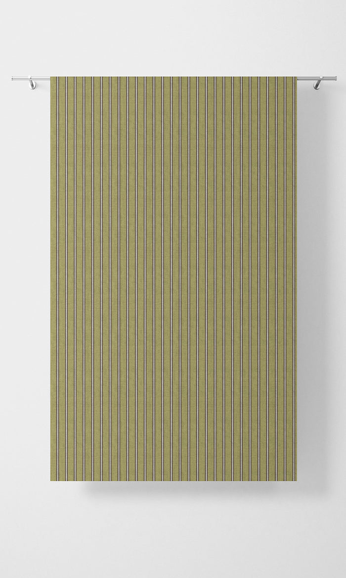 Striped Pinch Pleat, Rod Pocket, Eyelet Curtains (Chartreuse Green/ Brown)