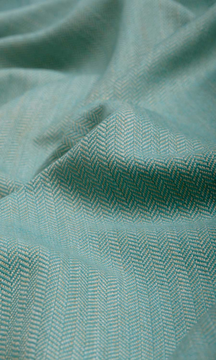 Herringbone Textured Window Treatments Fabric By the Metre (Turquoise Blue)