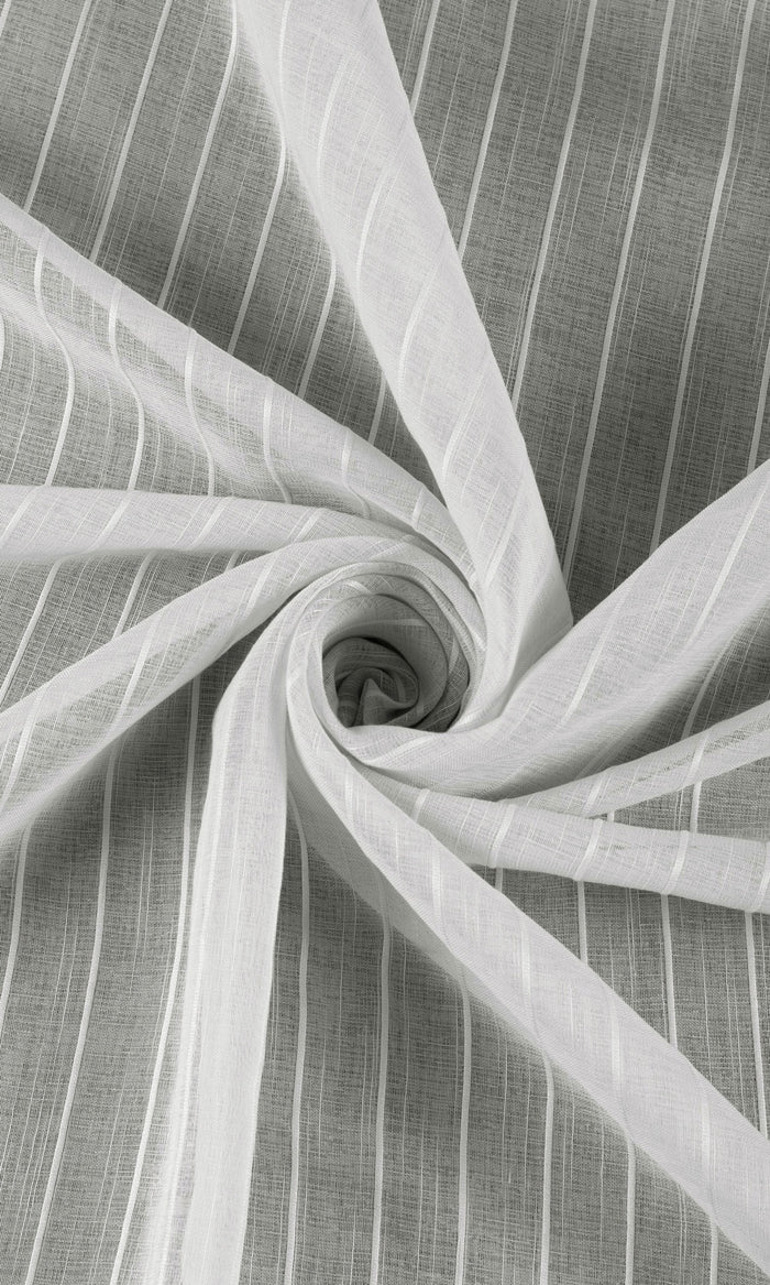 Striped Sheer Fabric Material By the Metre (Grey)