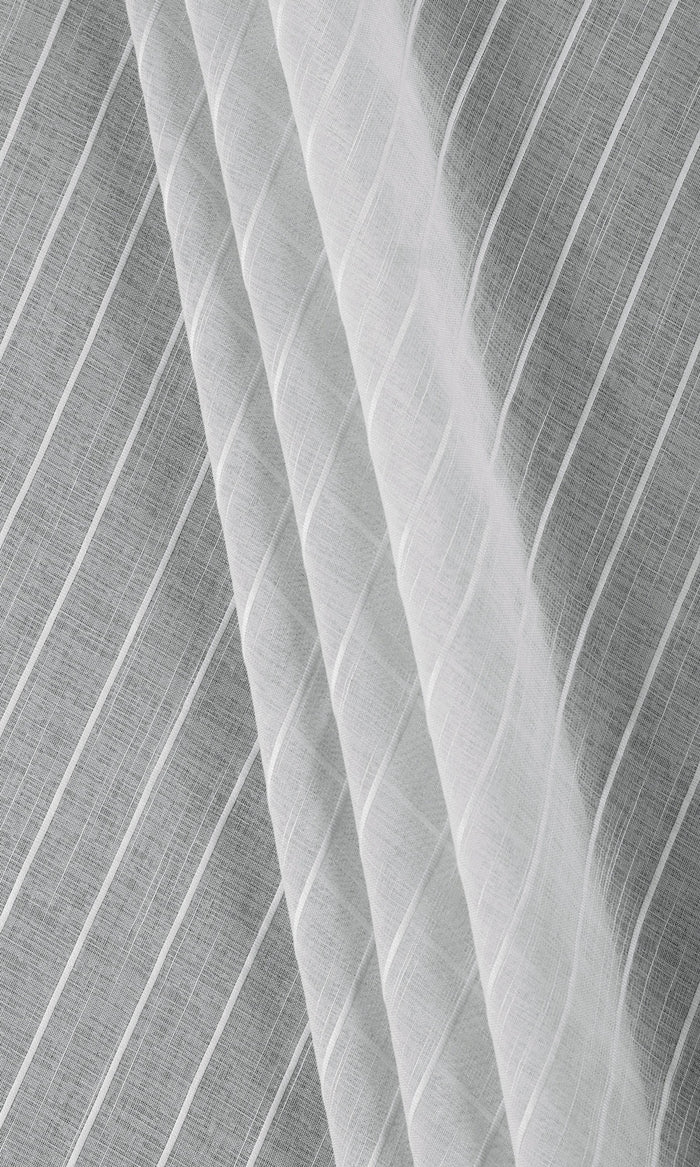 Striped Sheer Fabric By the Metre for Curtains & Drapes (Grey)