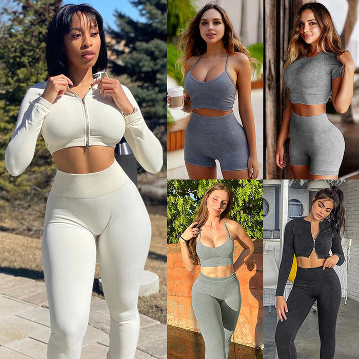 Shark Knit Seamless Yoga Long Sleeve Set