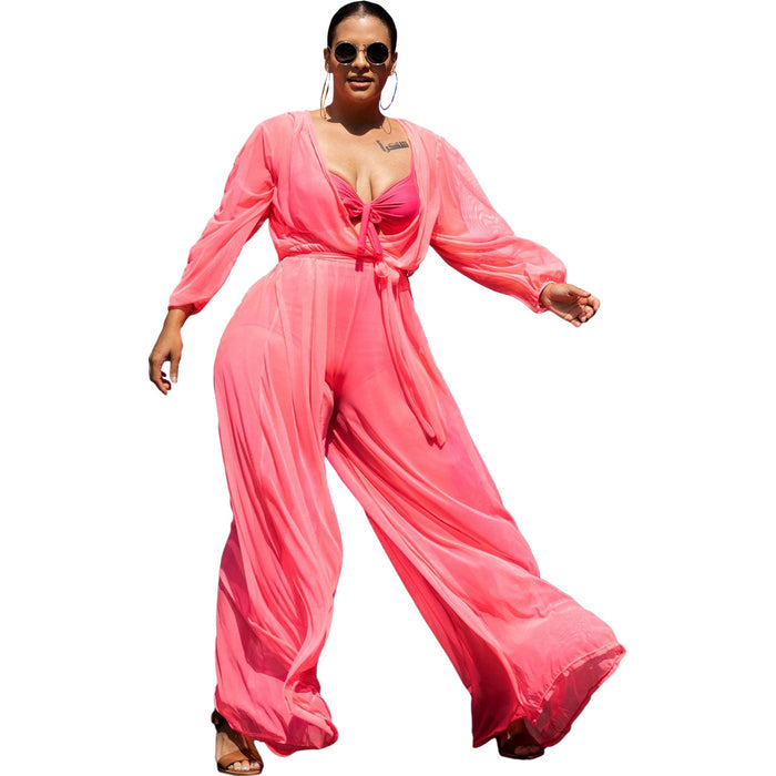 Sheer Mesh Plus Size Jumpsuit – Sexy See-Through Style