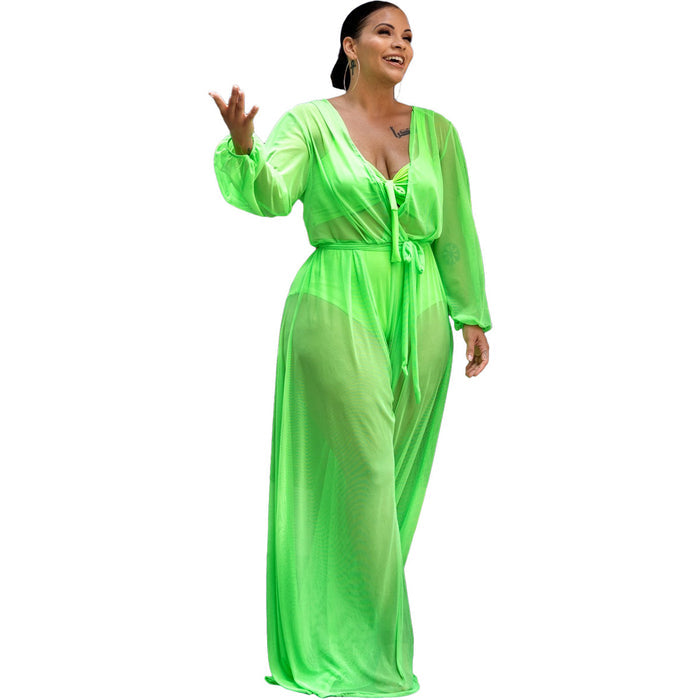 Sheer Mesh Plus Size Jumpsuit – Sexy See-Through Style