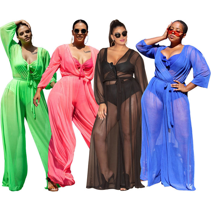Sheer Mesh Plus Size Jumpsuit – Sexy See-Through Style