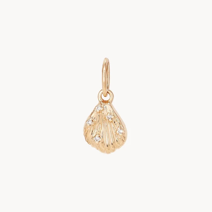 Shell Yah! Gold Necklace Charm in 10k yellow gold with diamonds