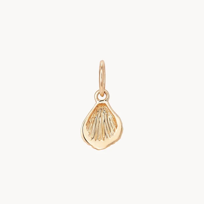Shell Yah! Gold Necklace Charm in 10k yellow gold with diamonds, alternate angle detail view 2