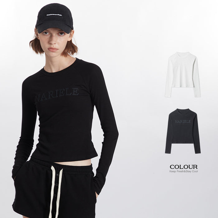 SheRoar Round Neck Letter Embroidery Casual Top