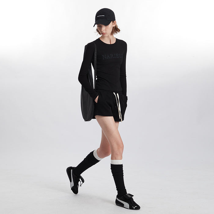 SheRoar Round Neck Letter Embroidery Casual Top