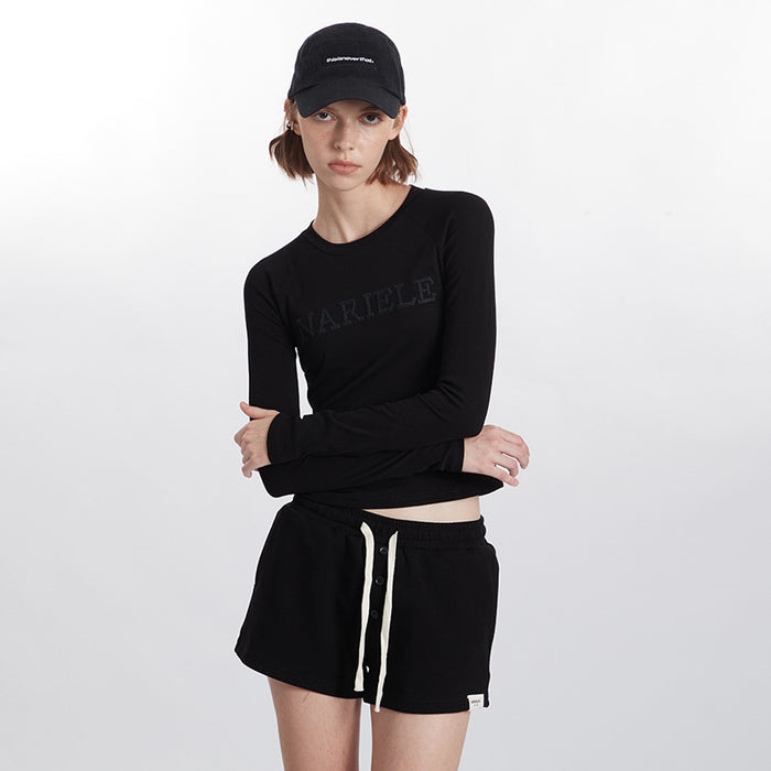 SheRoar Round Neck Letter Embroidery Casual Top